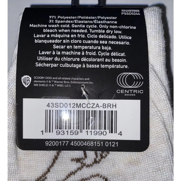 Scooby Doo Crew Socks 2 Pair Men 6-12 Brown Off-White w Collar Logo Mystery NEW! - Picture 4 of 12